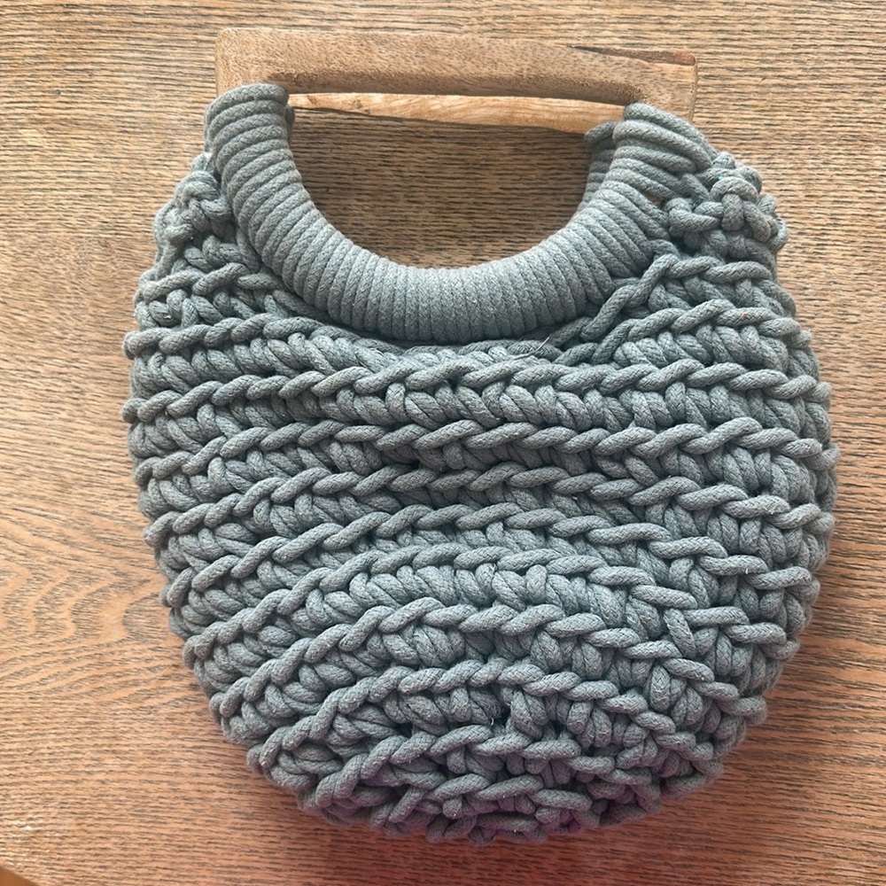 Teal woven Knit Women's Bag